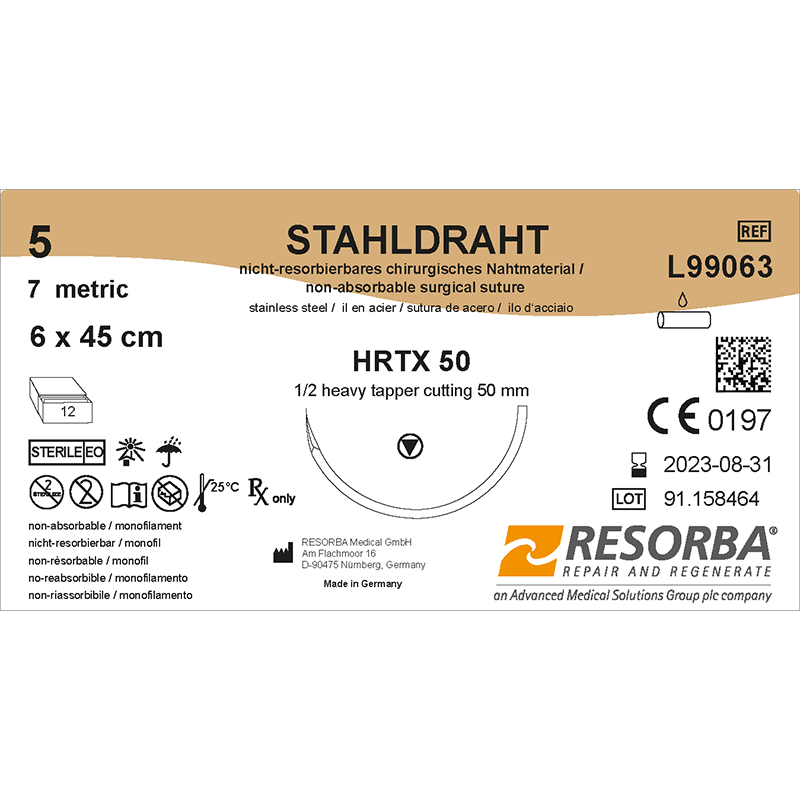 Нержавіюча сталь USP5, 4*45см, з кол.голками з ріж.вістр.50мм, вел.діам, 1/2кола